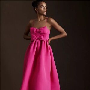 Sachin & Babi Sloane Taffeta Double-Bow Pleated Midi Dress